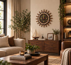 Wooden ship wheel wall clock with dark wood clock face