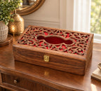 Decorative wooden tissue box cover for office desk