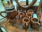 Solid wood pitcher and cup set for serving drinks