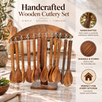 Six wooden spoons and six wooden forks complete set