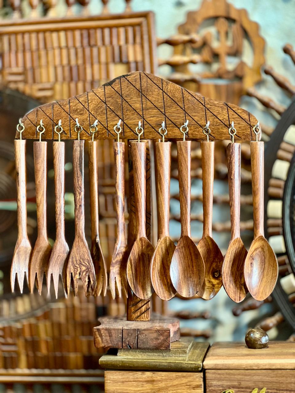 Handcrafted wooden flatware set for everyday dining