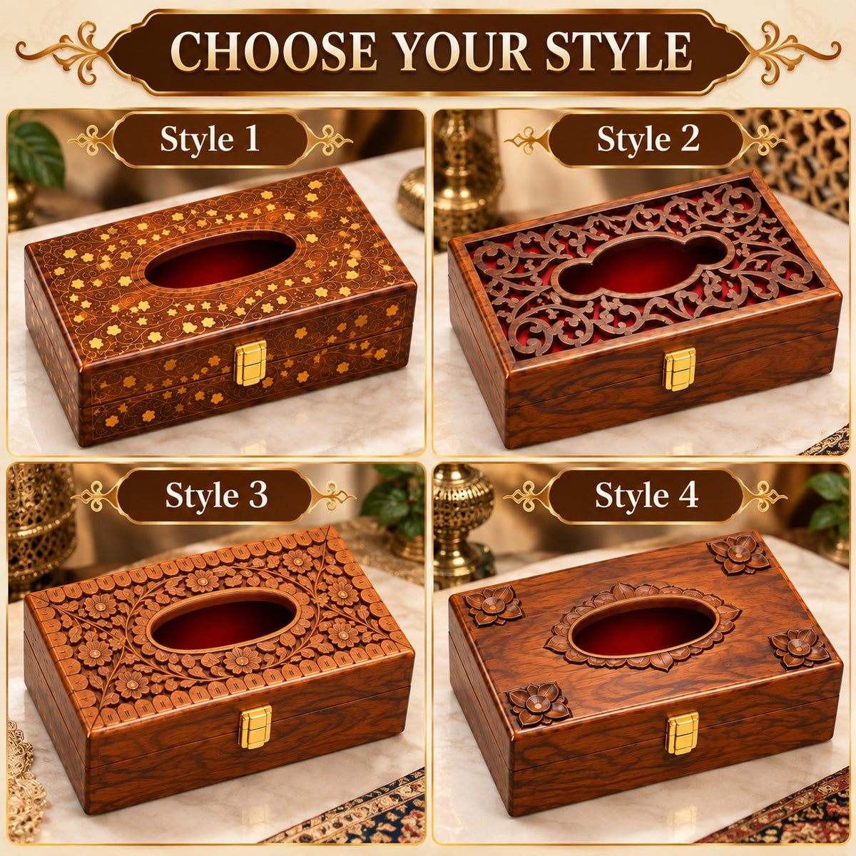 ZAISEN wooden tissue box cover in handcrafted style