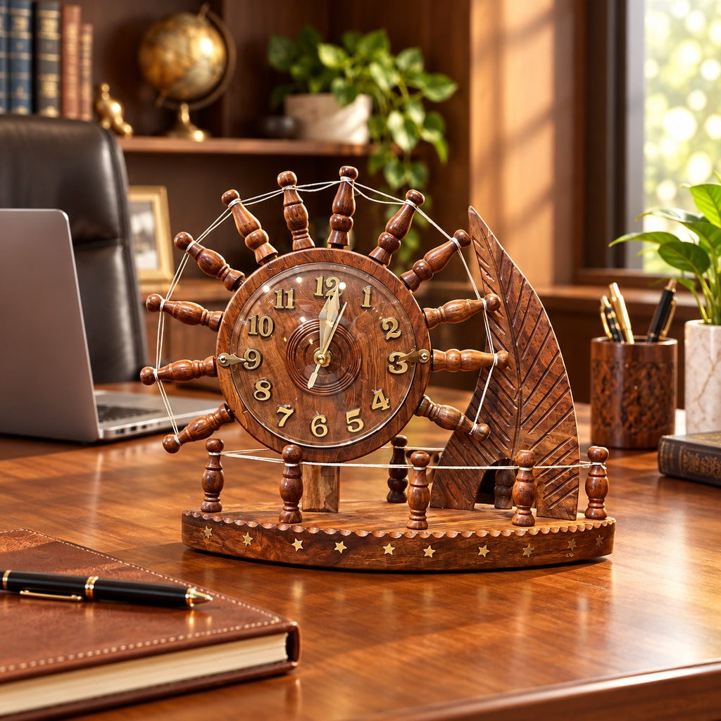 Nautical wooden sailboat decor for shelf and desk display