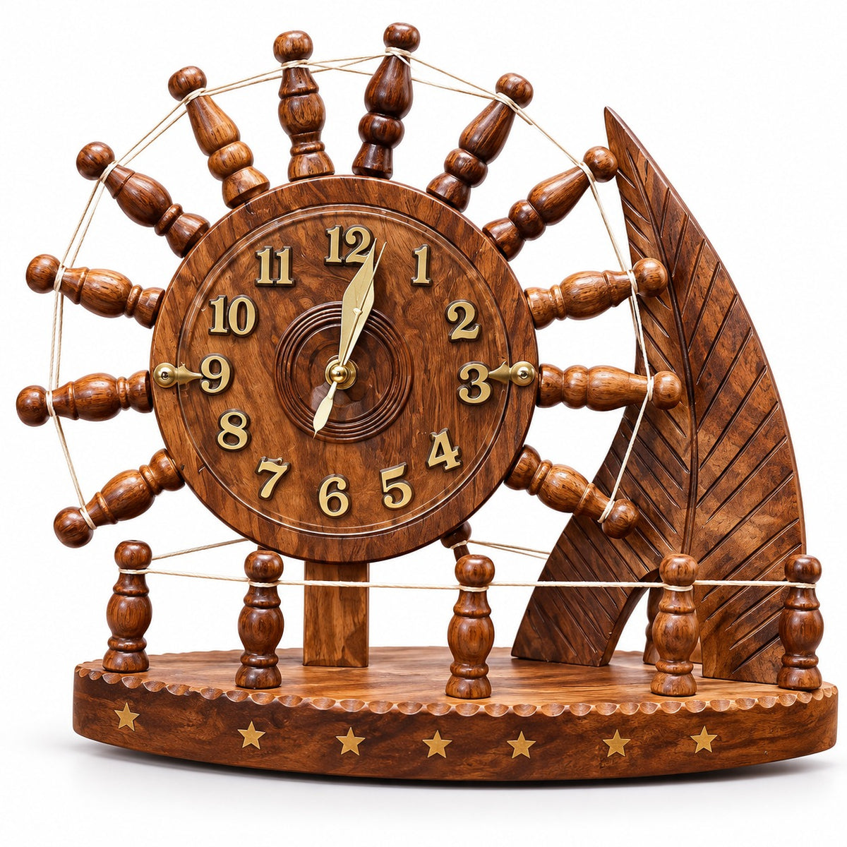 Handcrafted wooden ship decor for home and office display