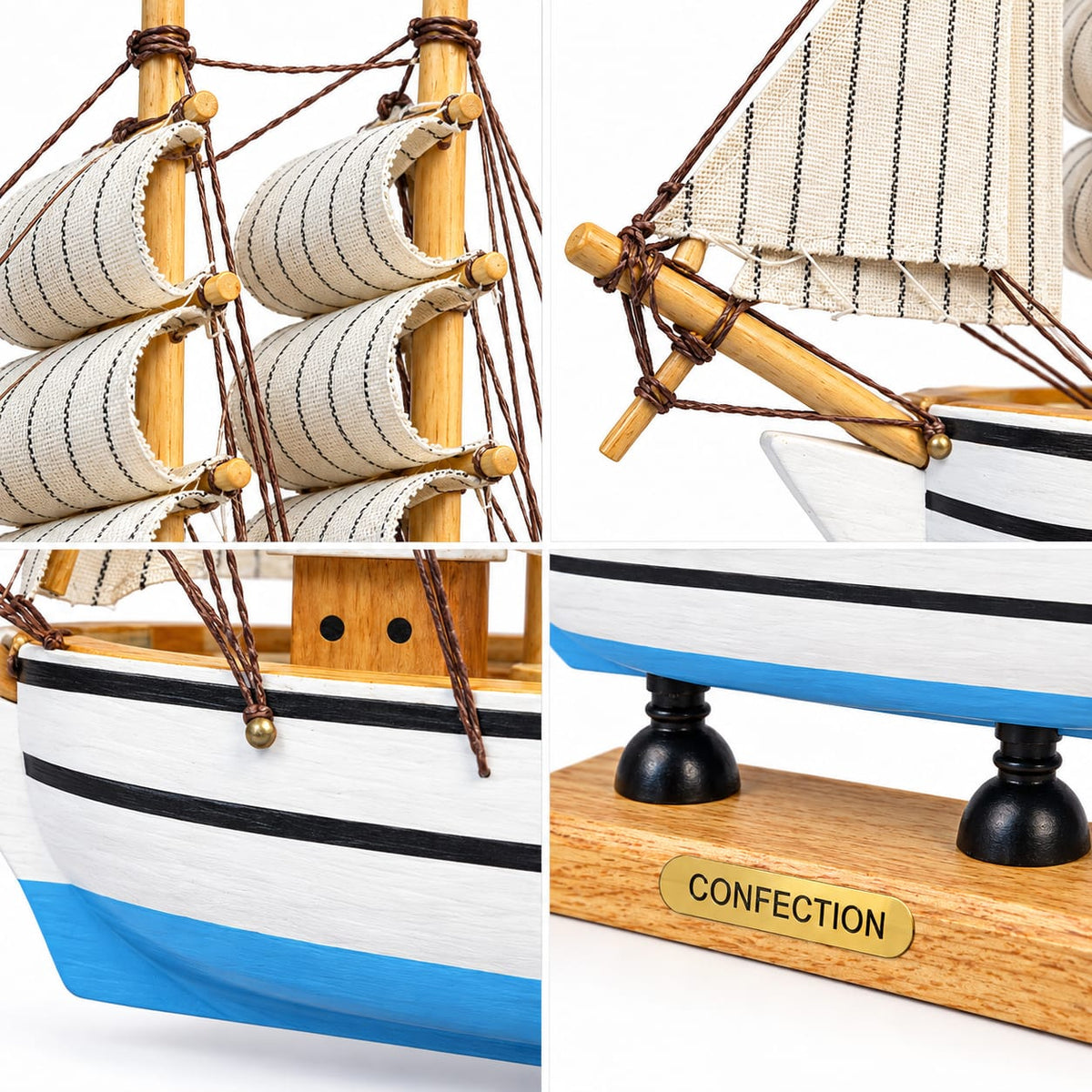 Handcrafted wooden ship decor with nautical design