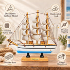 Decorative wooden ship with handcrafted maritime details