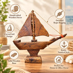 Decorative wooden sailboat for shelf and office display