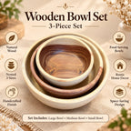 Handcrafted wooden bowl set for snacks and fruit