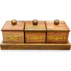 ZAISEN handcrafted wooden kitchen storage canisters
