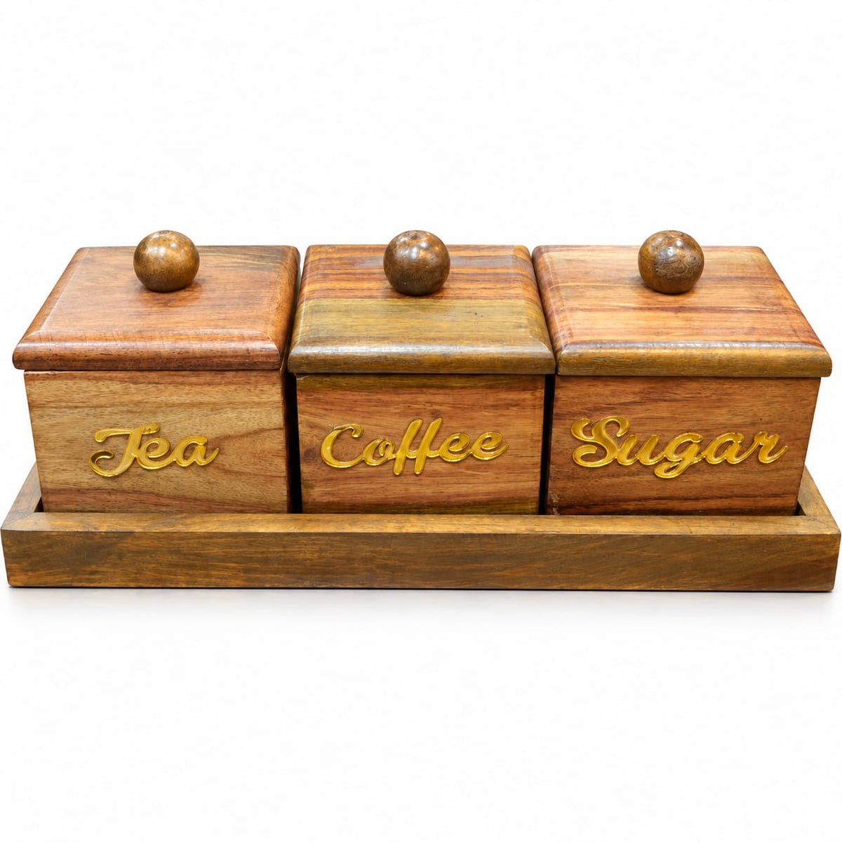 ZAISEN handcrafted wooden kitchen storage canisters