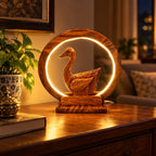Duck shaped wooden accent lamp for living room decor