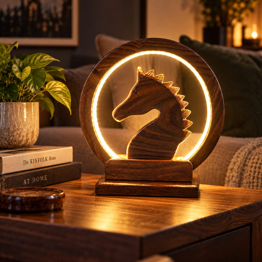 ZAISEN handcrafted wooden horse lamp and equestrian decor
