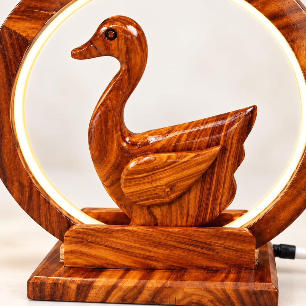 Wooden duck table lamp for living room and desk decor