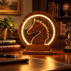 Wooden horse table lamp for equestrian home decor