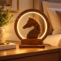 Decorative horse lamp with warm circular table light